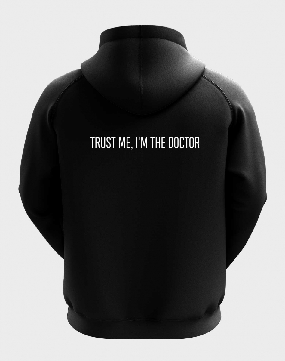 ХУДИ С НАДПИСЬЮ НА СПИНЕ TRUST ME, I'AM THE DOCTOR