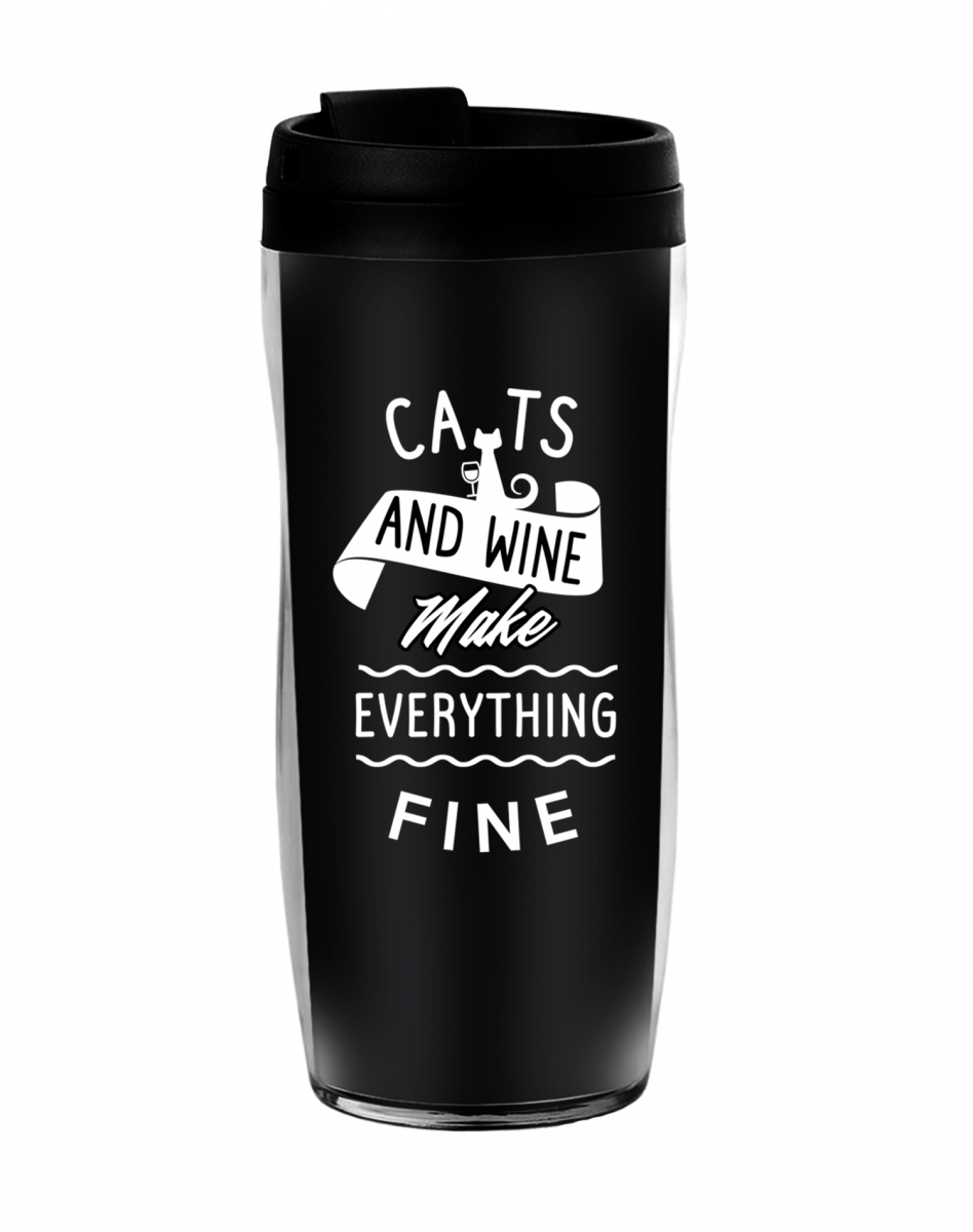ТЕРМОСТАКАН CATS and WINE make everything fine